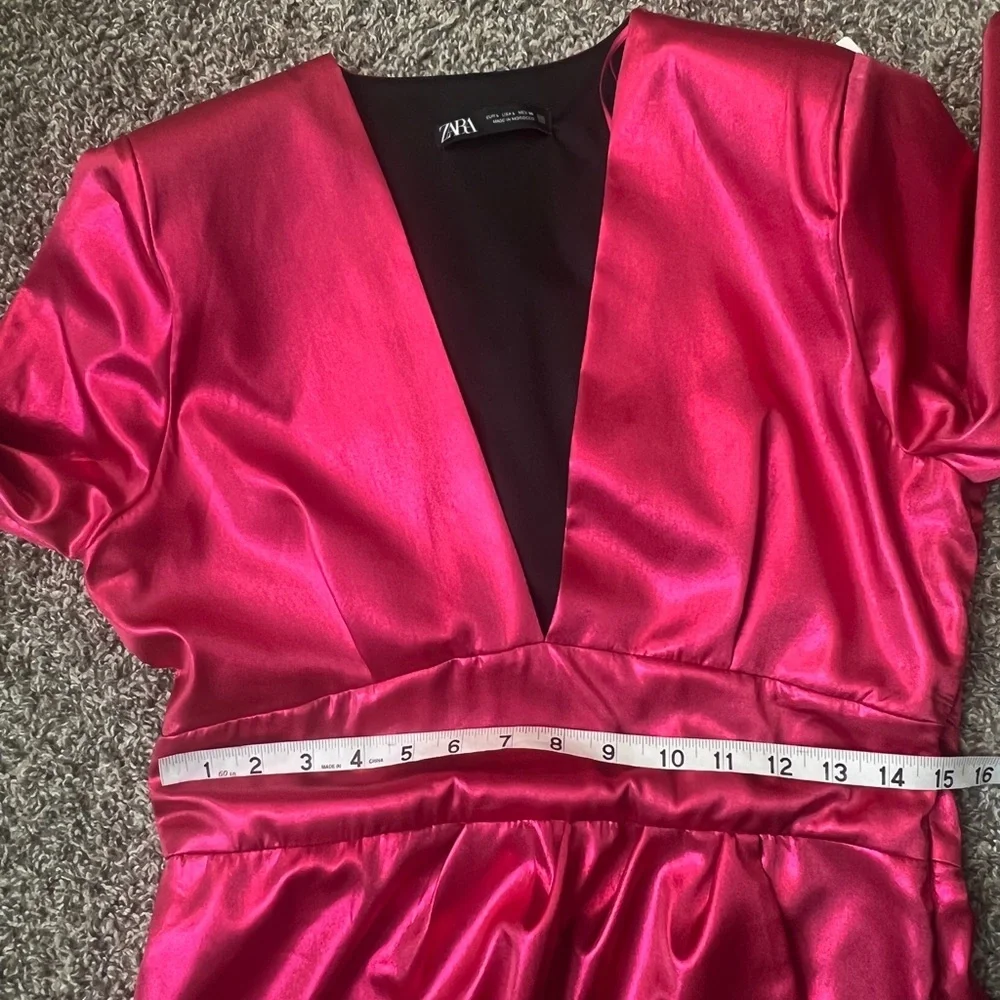 Zara Glam Party Ready Pink Metallic Long Sleeve Mini‎ Dress